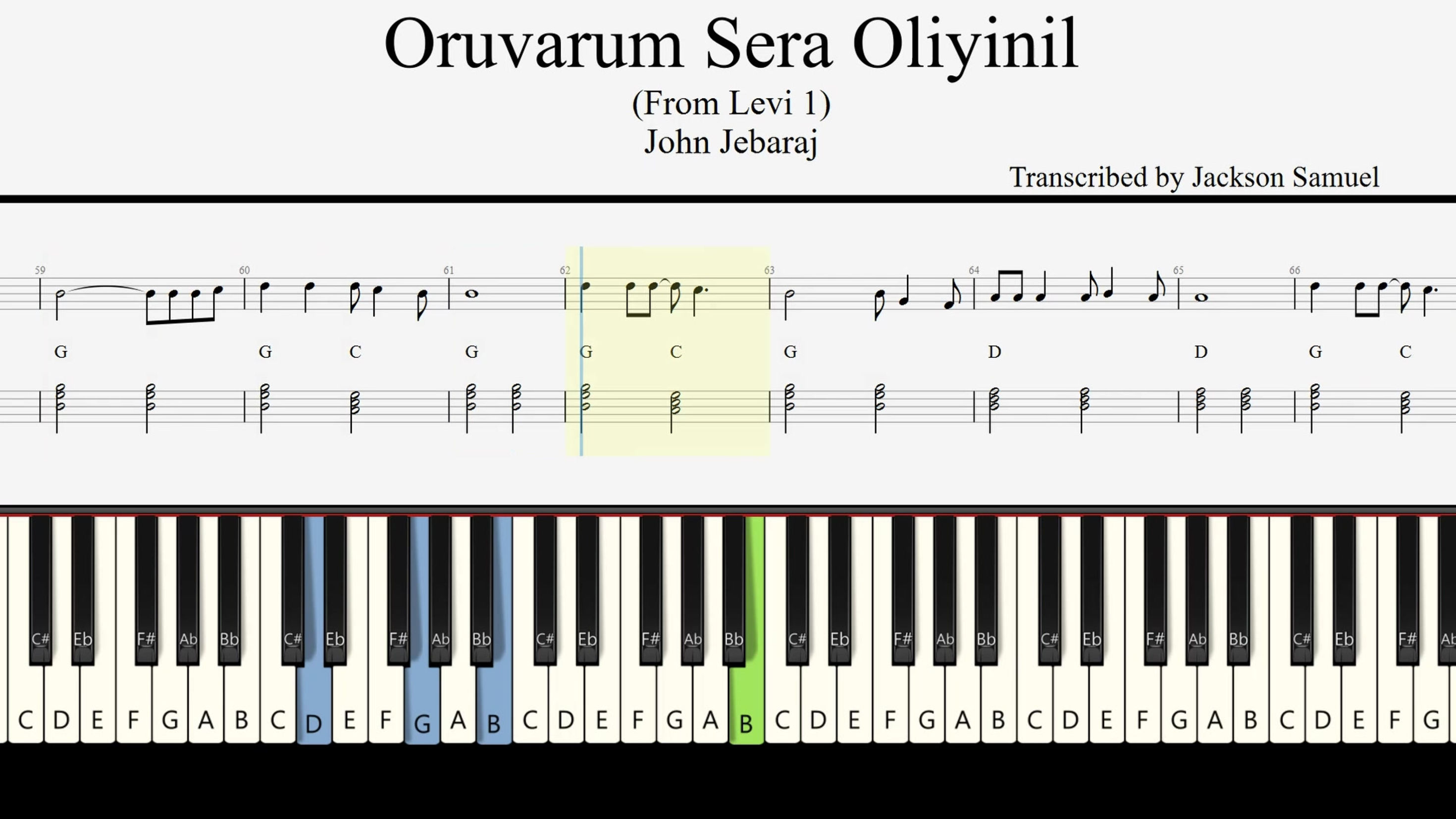 Oruvarum Sera Oliyinil - Piano Keyboard Interactive Tutorial Video